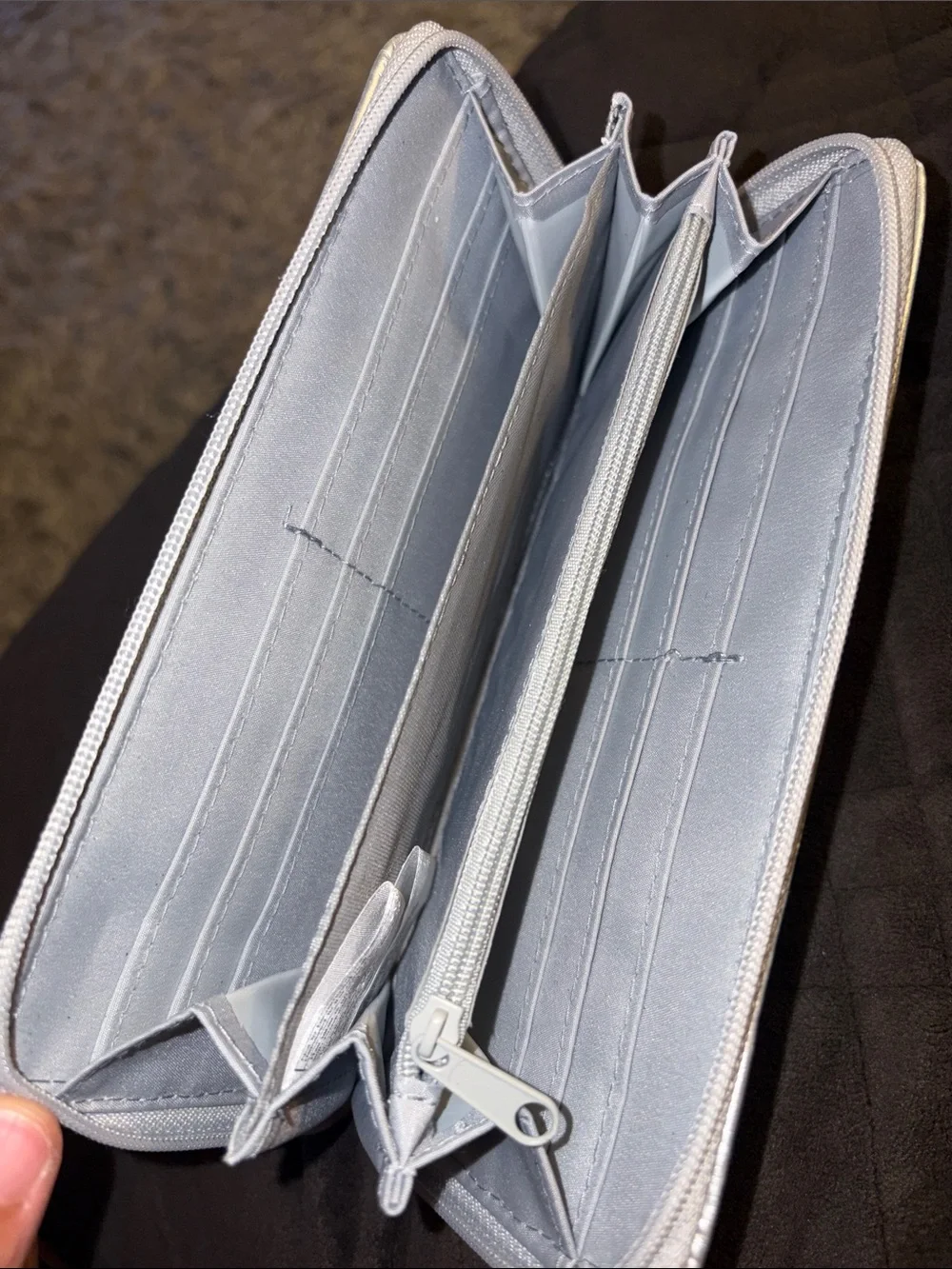 XO Quilted Metallic Silver Women's Zip Wallet